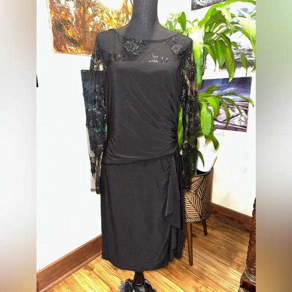 American Living Dresses & Skirts - American Living Black Lace Shoulder Midi Dress Size M